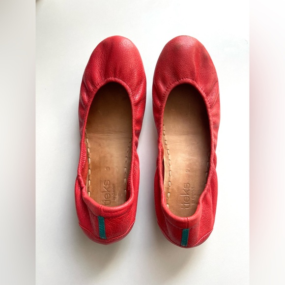 Tieks by Gavrieli Leather Ballet Flats Limited Edition Poppy Coral Slip On Sz 9 - Picture 1 of 9